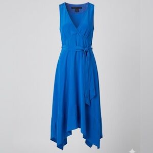 Marc Jacobs Blue Silk V Neck Midi Dress NWT